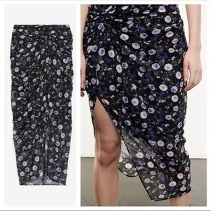 NWOT the kooples floral print draped silk skirt - size M (2)